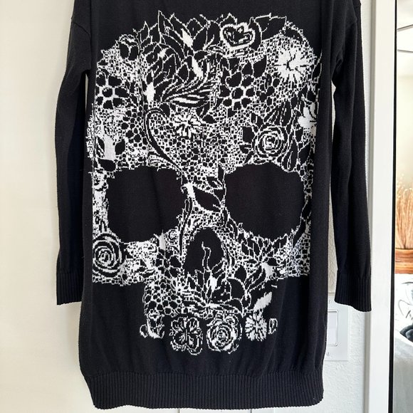 Mad Love Black Floral Skull Sweater Dress - Picture 1 of 5